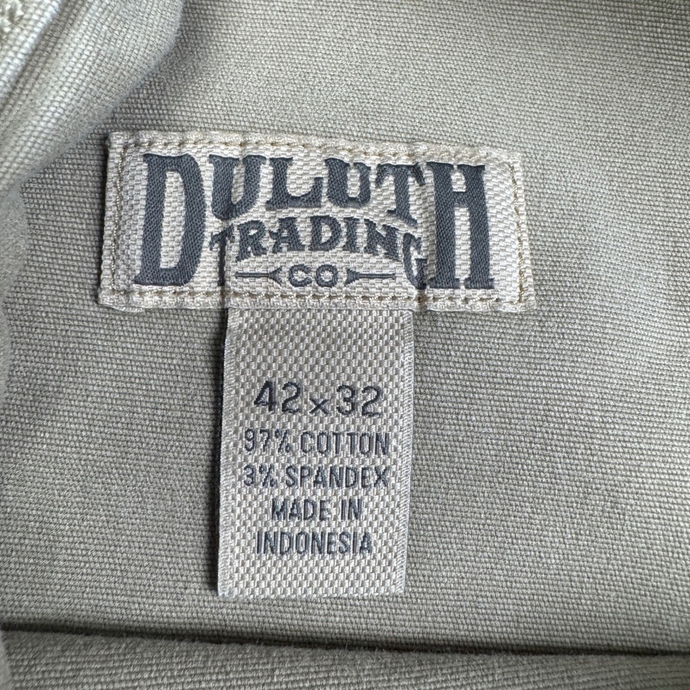 Duluth Trading Co Fire Hose Flex Men 42x32 Khaki Tan Work Pants Cotton Spandex - Picture 3 of 11